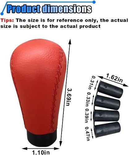 5 Speed Shifter Knobs, Manual Transmission Shift Knob, Handle Leather Gear Red