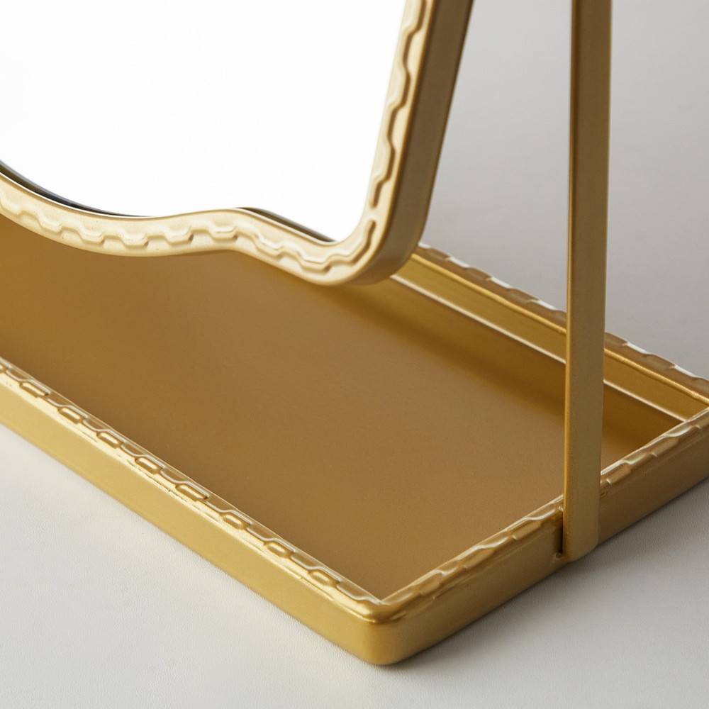 Stylehouse Gold Table Mirror W/ Storage Shelf