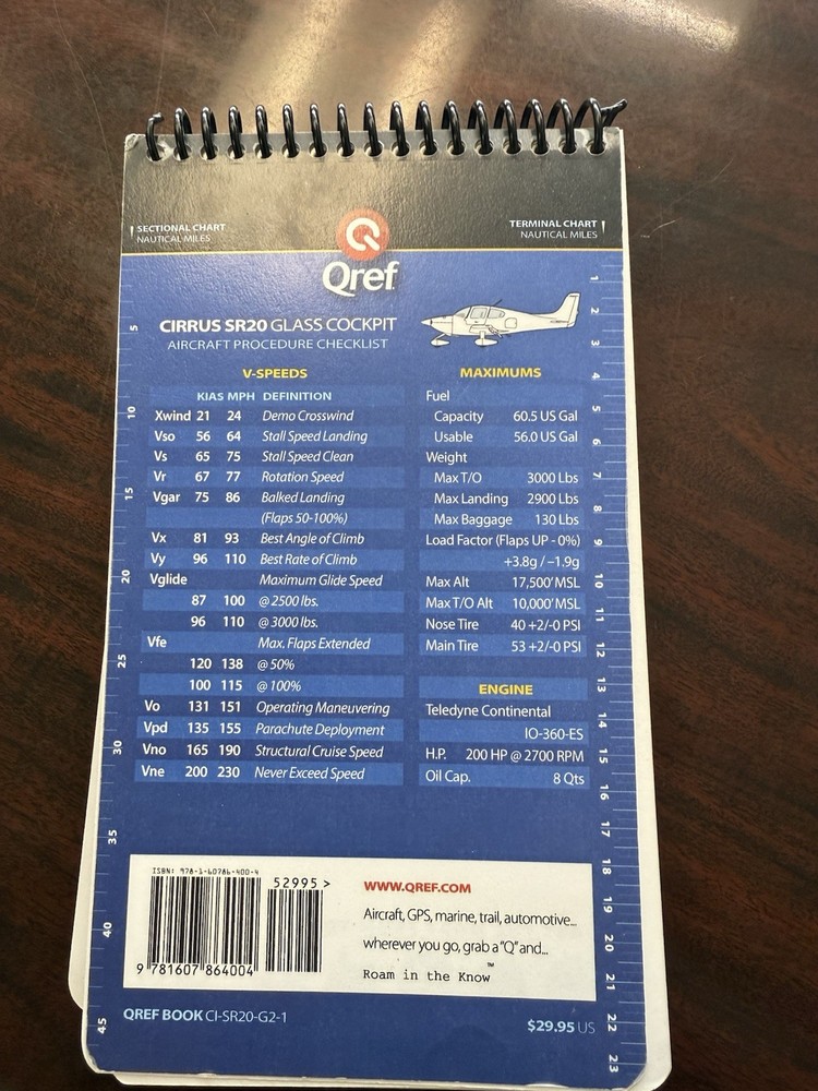 Cirrus SR-20 G1-G2 Glass Cockpit Quick Reference Book
