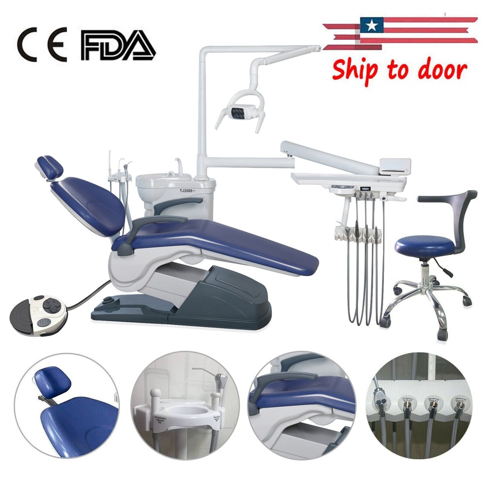 Dental Chair Hard Leather Computer Controlled DC Motor +Stool +Auto Water System