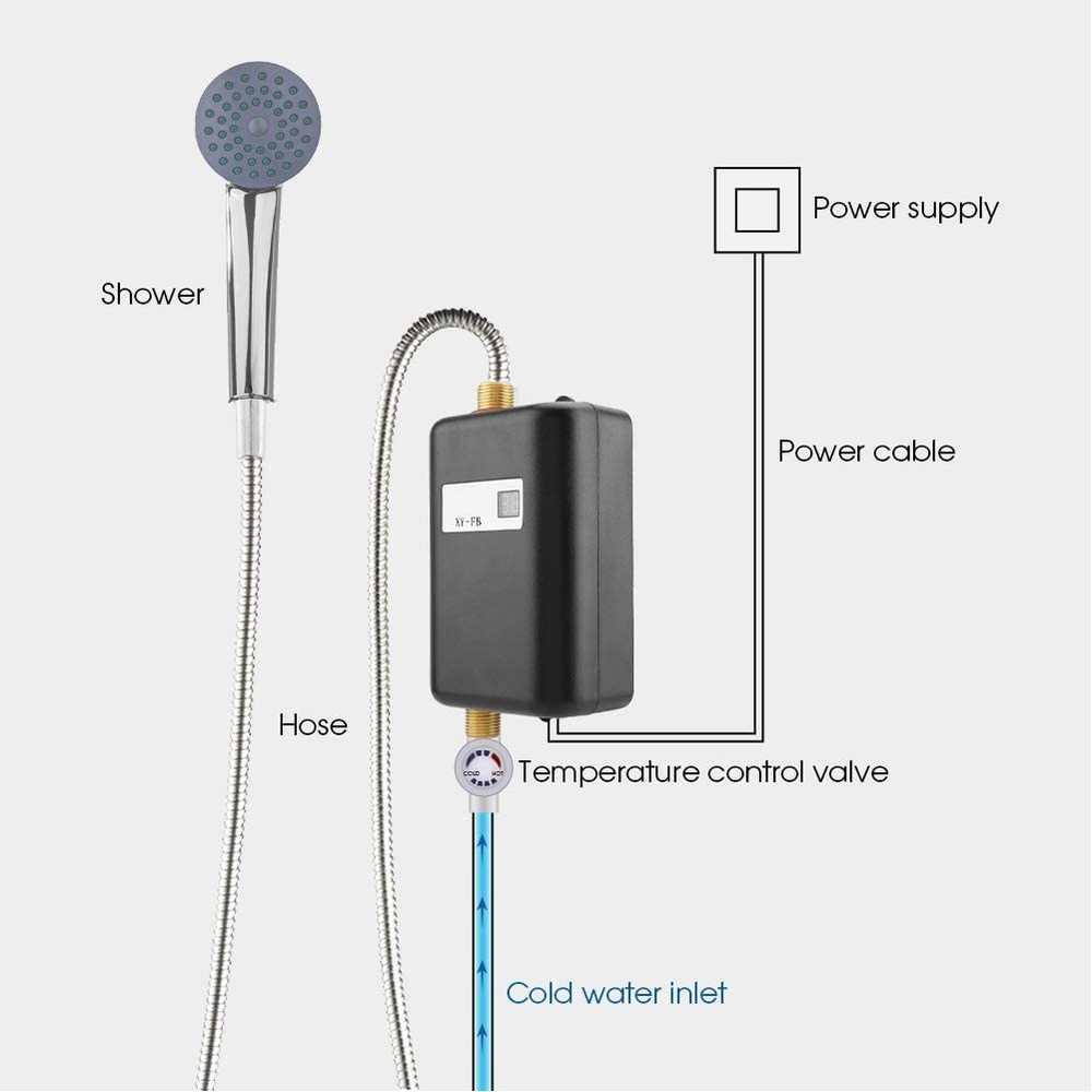 Hot Water Heater,110V 3000W Mini Electric Tankless Instant Hot Water Heater B...