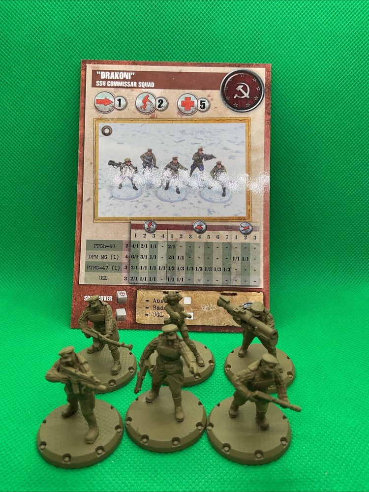 Dust Tactics SSU Commissar Command Squad & Cpt. Koshka Miniatures Unpainted