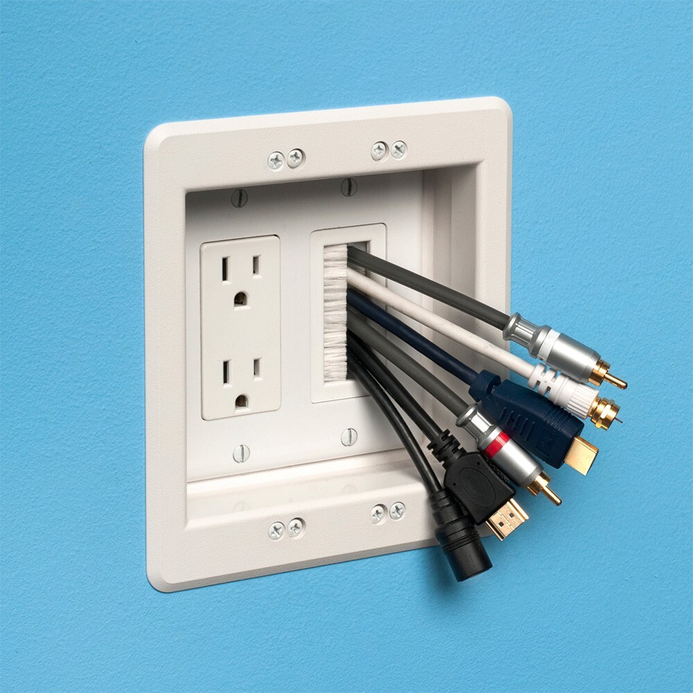 Arlington® CED135WP Cable Entry Strap Brush-Style Opening includes Wall Plate