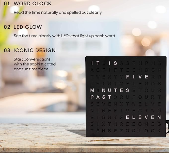 FANTASTIC LED WORD CLOCK WITH BLACK FINISH