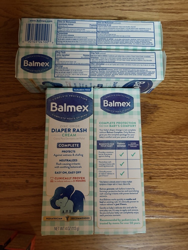 5 sealed boxes Balmex Complete Diaper Rash Cream 4oz each
