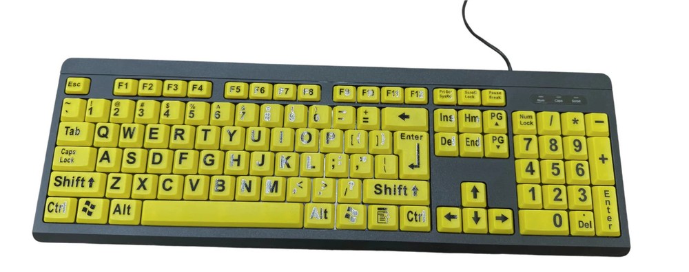 Large Print Computer Keyboard. Yellow keys Black Letters