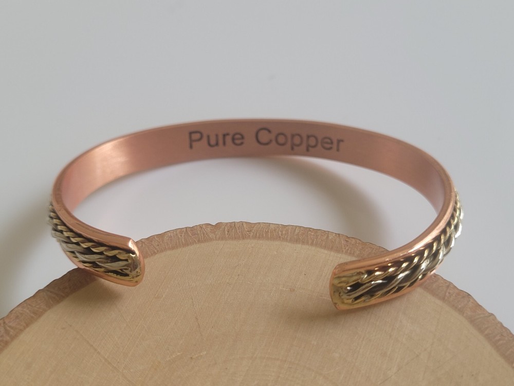 3 Pack Solid Copper Magnetic Bracelet Pure Copper Arthritis Therapy Cuff Bangle