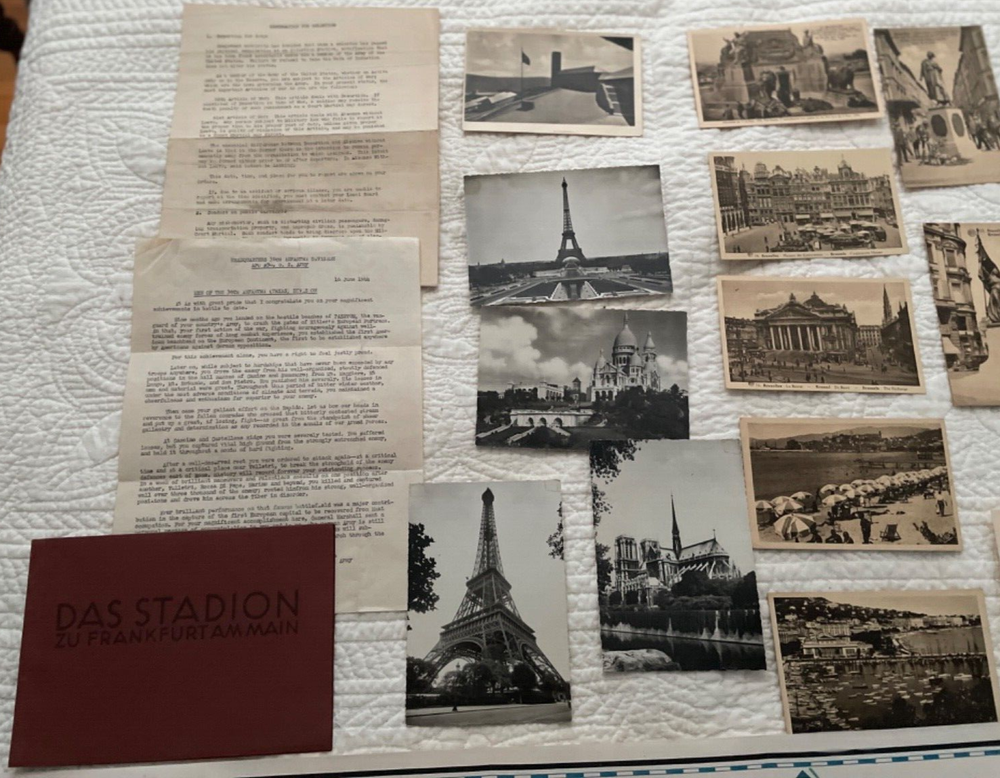 W.W. II. U.S. GI’S COLLECTION BOOKS, POSTCARDS, MAP, DOCUMENTS