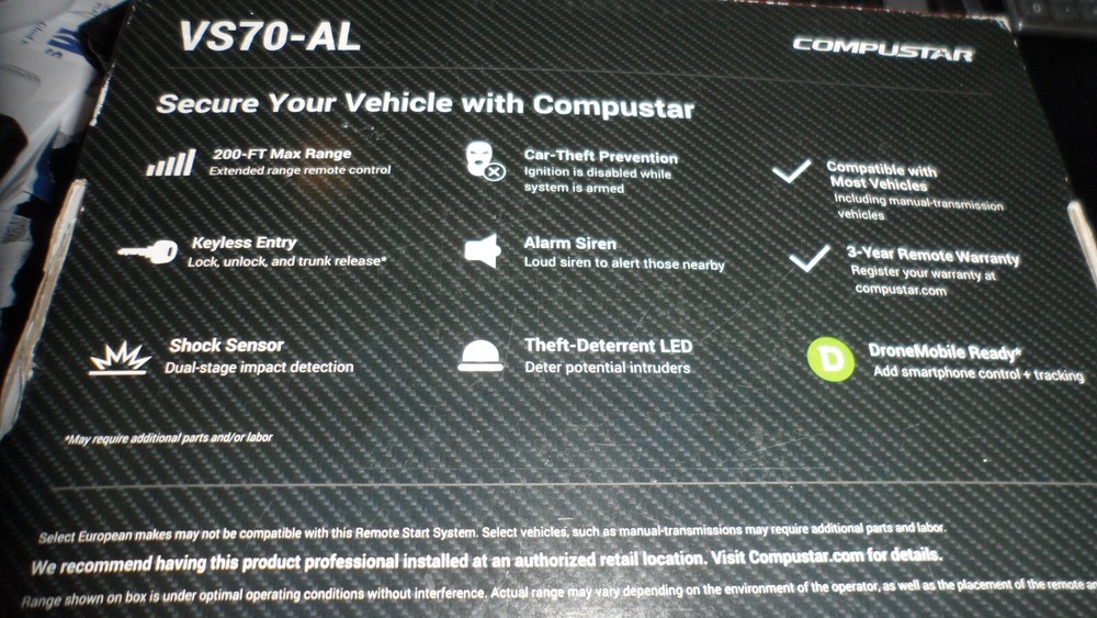 Compustar Universal Security System VS70-AL 200 FT Max Range / NEW IN BOX