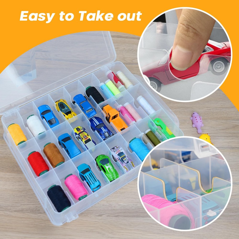 Gbivbe 46 Grids Sewing Organizer, Double Sided Thread Box Transparent