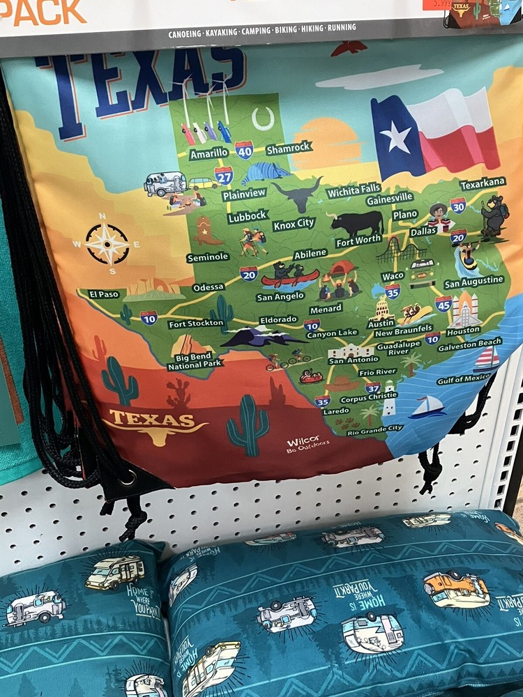Texas Map Drawstring Bag