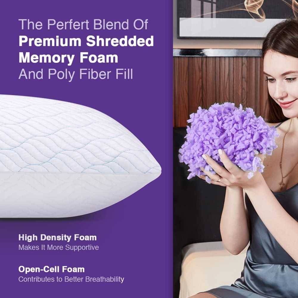 Queen Cooler Pillow 2-Piece Set, Memory Foam Pillow, Adjustable Elasticity