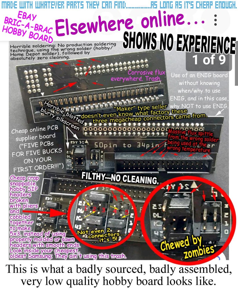 Synclavier 68-pin Mini-Centronics MD68M to 50-pin Ejector Header SCSI Adapter