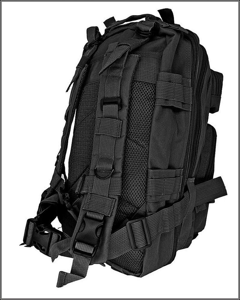 EXCELLENT QUALITY MEDIUM ASSAULT TACTICAL BACKPACK BLACK COLOR 600 DENIER FABRIC