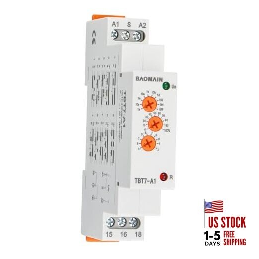 Multi-Function Time Relay, 16A SPDT 10-Functions, DIN Rail 12-240VAC/DC