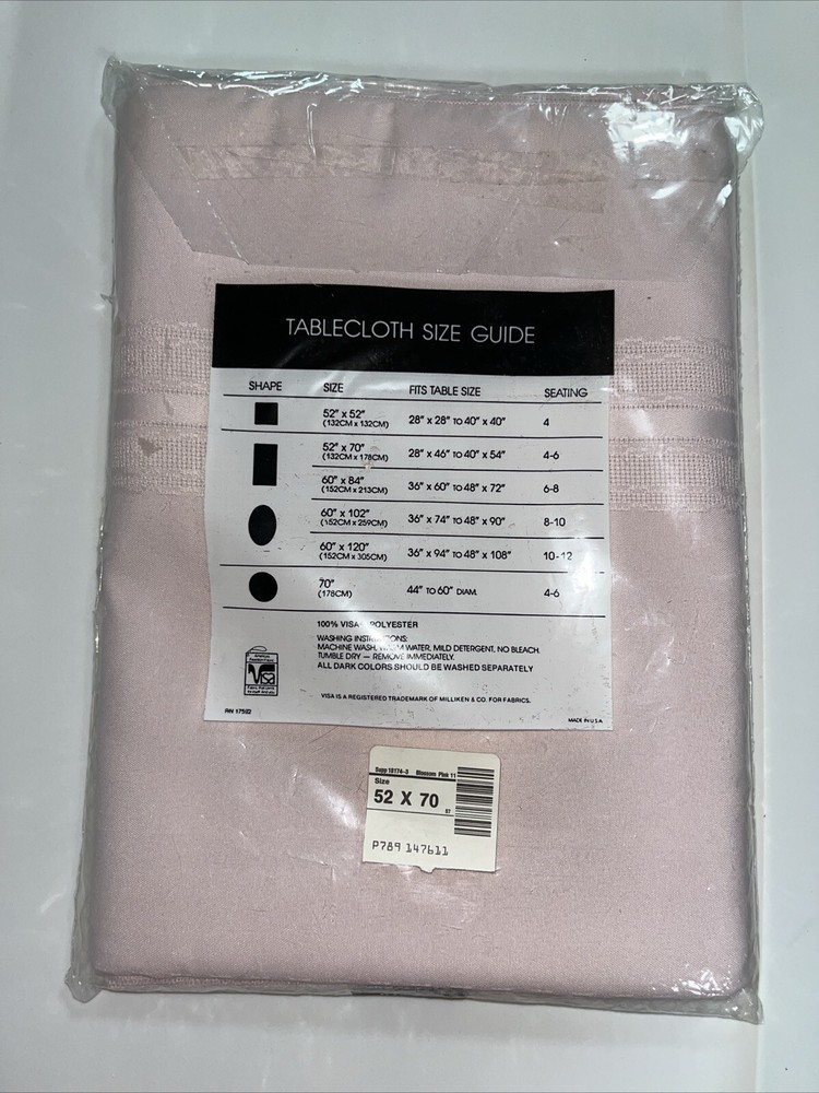 Sensation Tablecloth 52” x 70” Lt Pink Permanent Press Soil Release Open Pkg