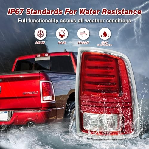 LED Tail Lights Compatible with 2013-2018 Dodge Chrome Red Right Passenger Side