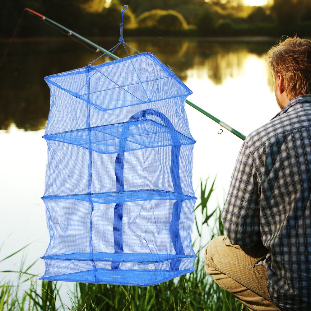 4-Layer Hanging Herb Mesh Net Rack Foldable Drying Net Outdoor Rack Collapsible