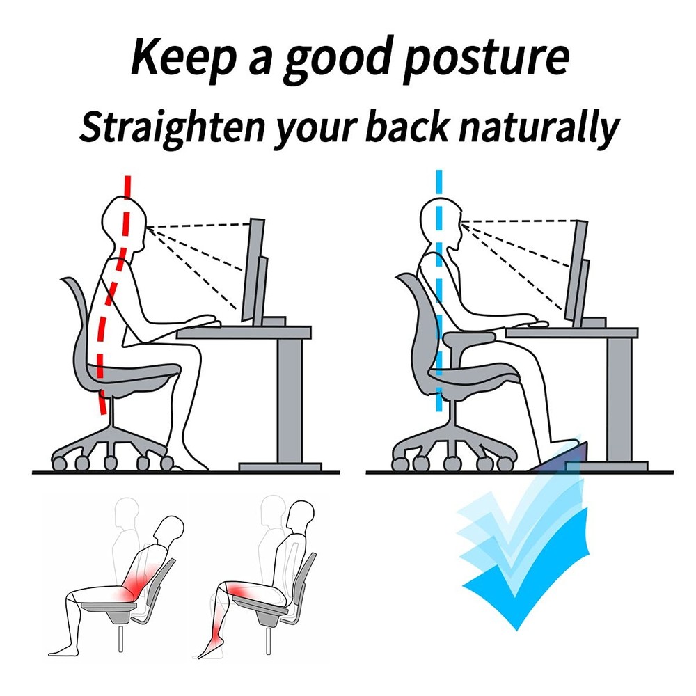 Adjustable Height Foot Rest Under Desk at Work - 6 Height Sturdy Office Footrest