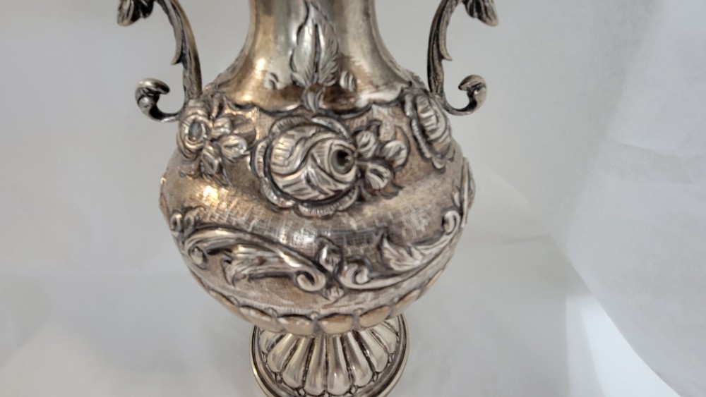 STERLING SILVER REPOUSSE VASE