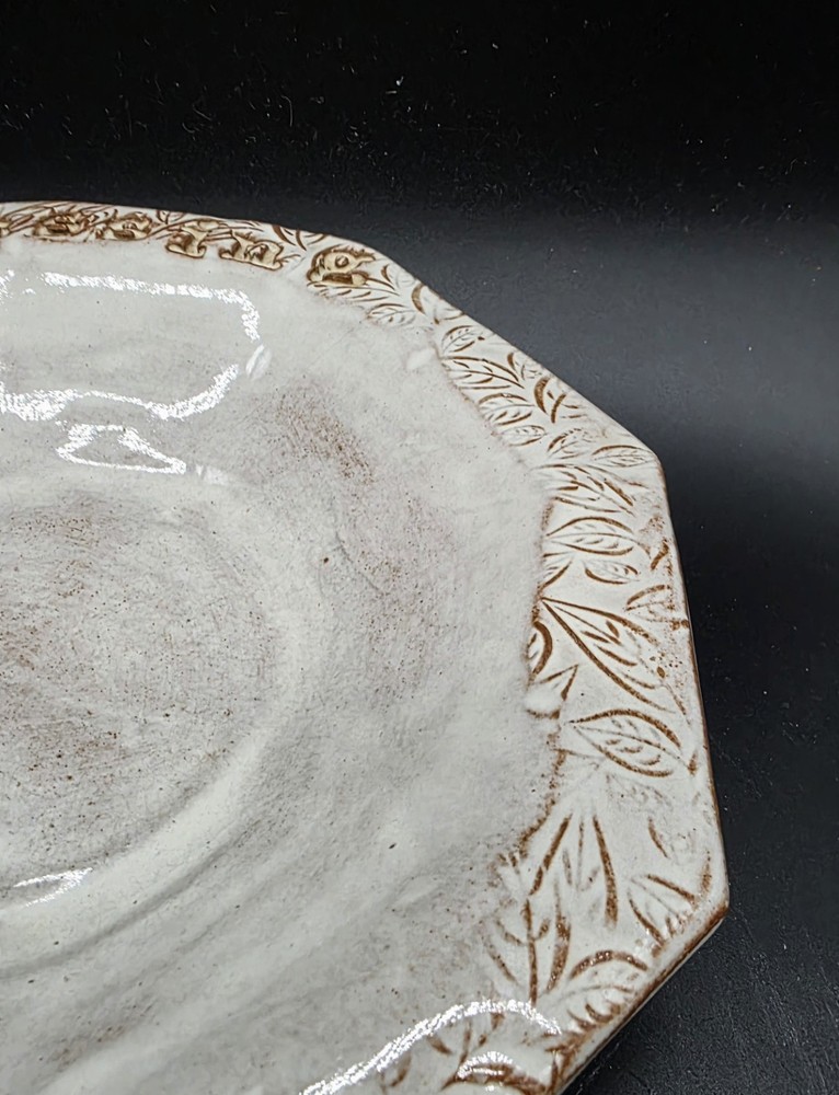Vintage Studio Art Pottery Handmade Blessing Bowl Signed 8.5" Octagonal