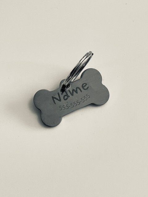 dog bone shaped personalized dog tags engraved