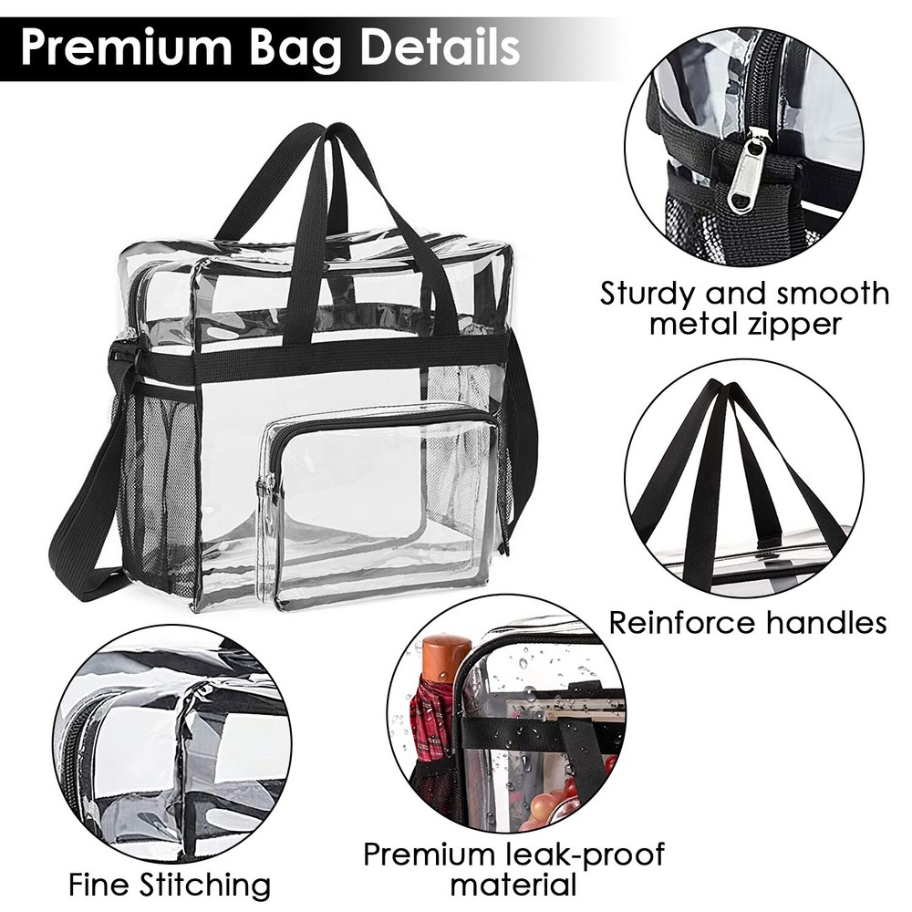 Stadium Approved Clear lunch Bag Front Storage Compartmen with Adjustable Strap