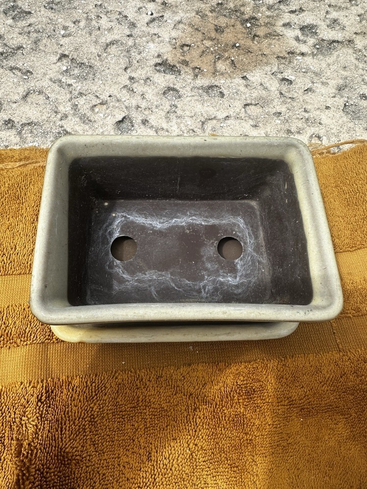 Vintage Mizutani Japan Bonsai Pot with Tray – Rectangular Ceramic Planter
