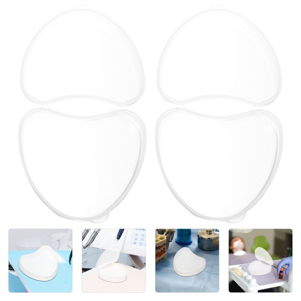 2 Pcs Teeth Organizer Denture Case Retainer Compact Container Leak Proof