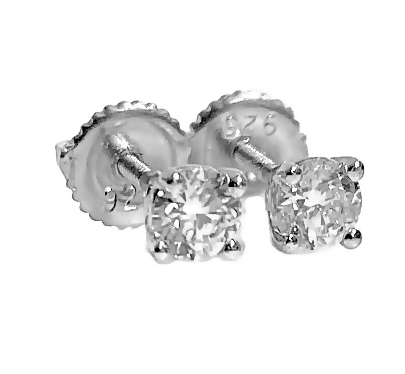 0.6CT TW Moissanite Stud Earrings Set Real Solid 925 Sterling Silver Round 4MM