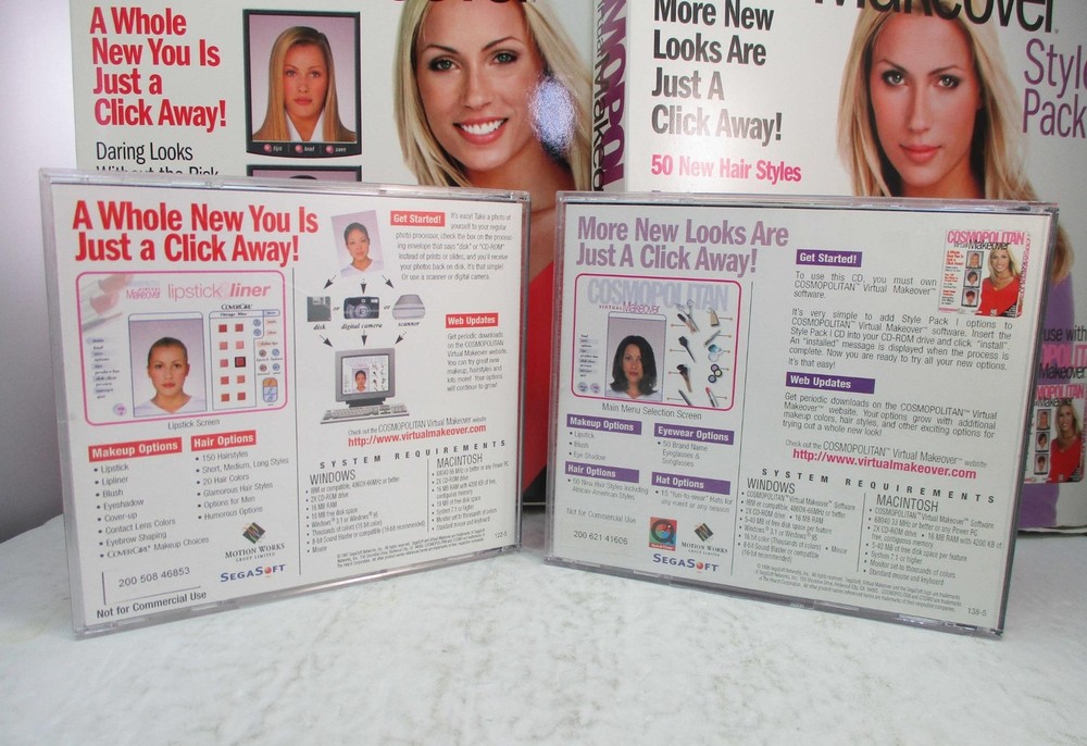 1997 SegaSoft Cosmopolitan Virtual Makeover & Style Pack - PC & Mac CD-ROM w/Box