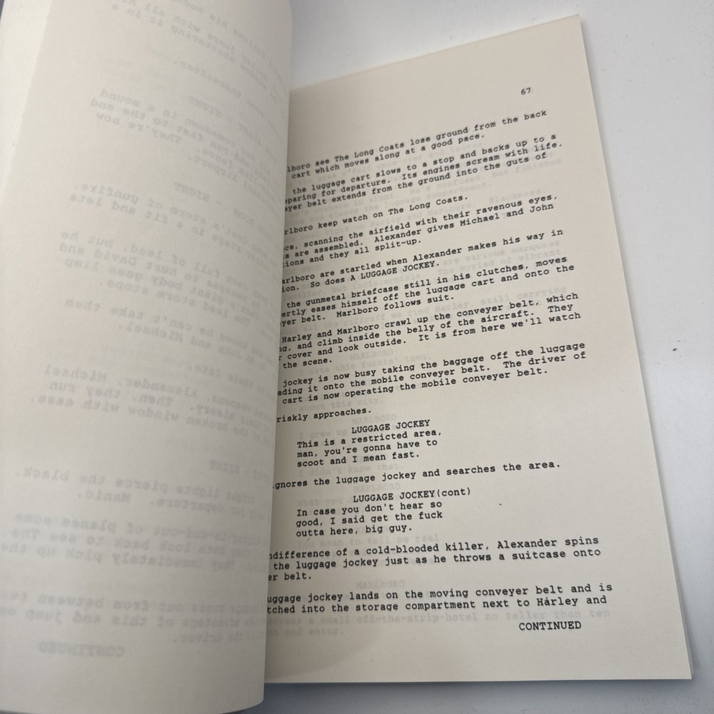Harley Davidson And The Marboro Man Script Original 1990 Screenplay Draft Rare ￼