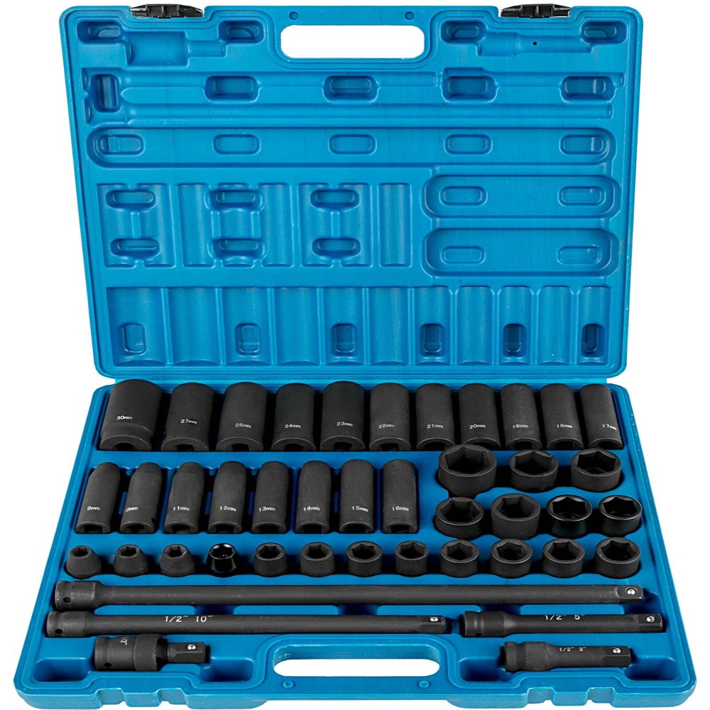 1/2-inch Chrome Finish Standard Deep Socket Wrench & Set, 43 Piece
