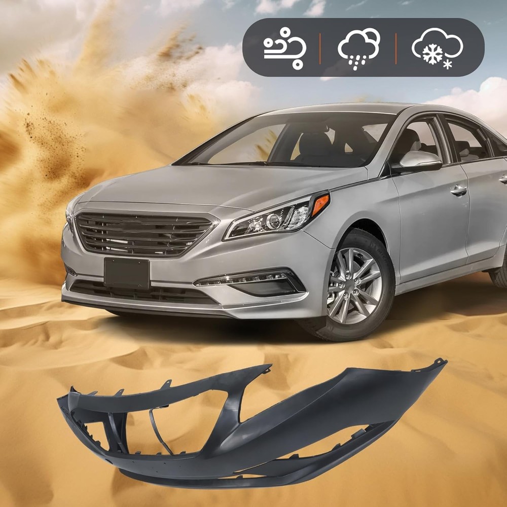 Front Bumper Cover Plastic Primered Replacement for 2015-2017 Sonata 2.4L