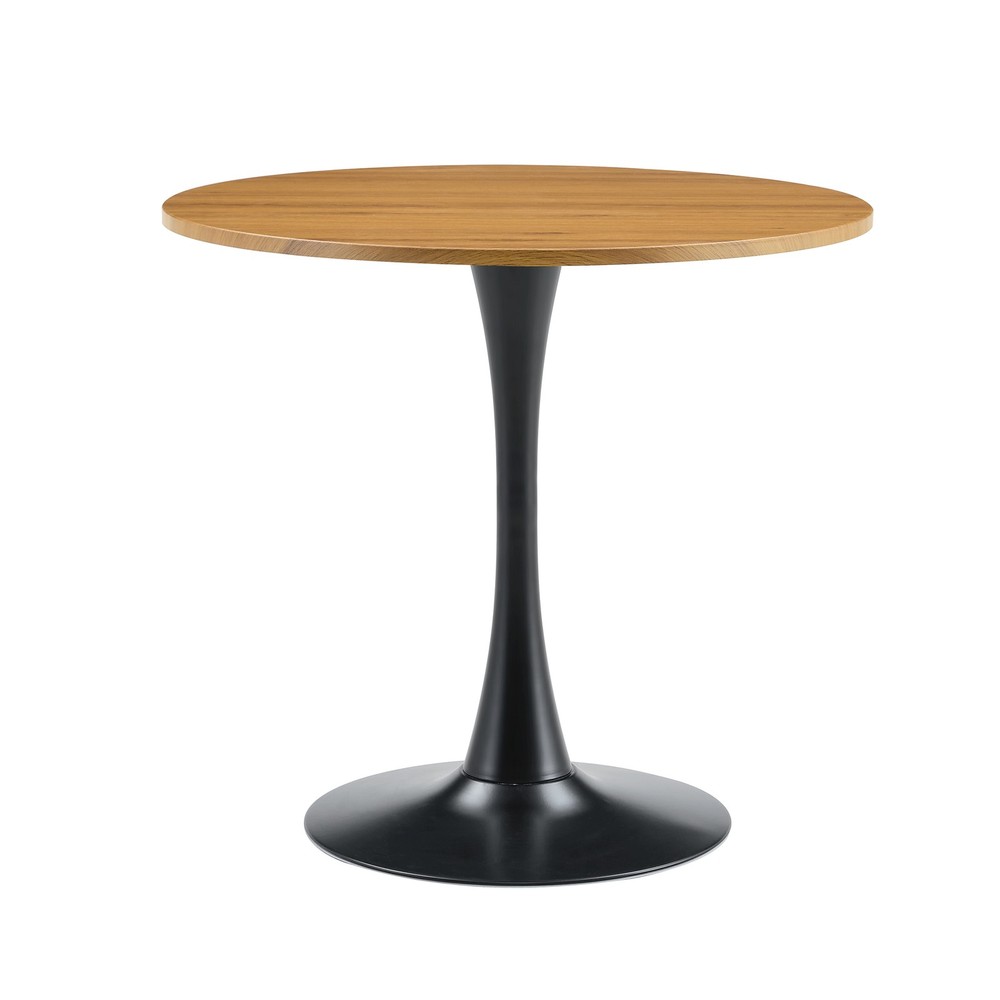 Round Dining Table, 31.5" Circle Tulip Table with Thickened Tabletop & Metal P