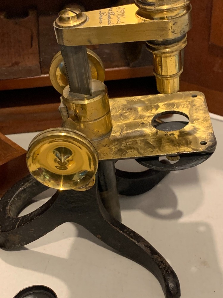 ANTIQUE MICROSCOPE EG WOODS LONDON