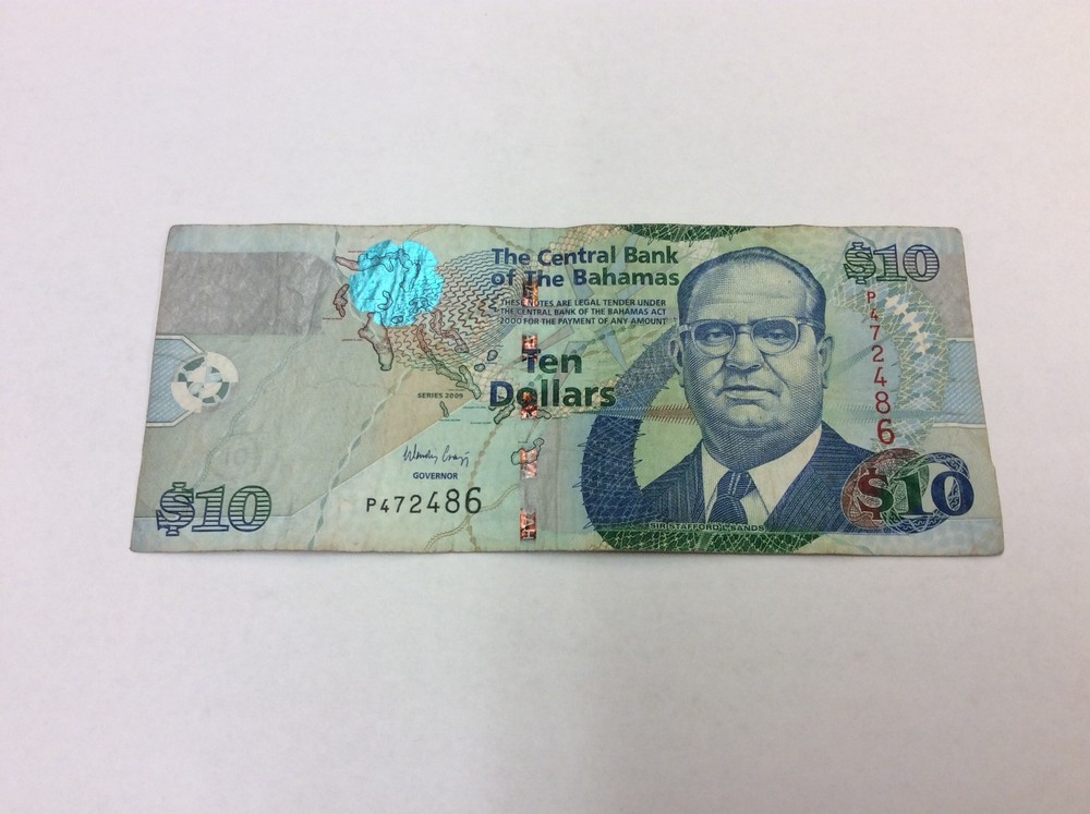2009 P73A B340 Bahamas $10 Banknote Circulated