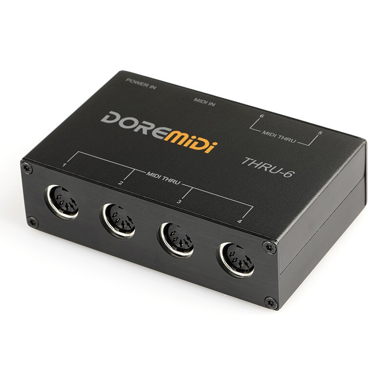 DOREMIDI THRU-6 MIDI Box 16 Channels 6 Output 1 Input 5 Pin MIDI Interface