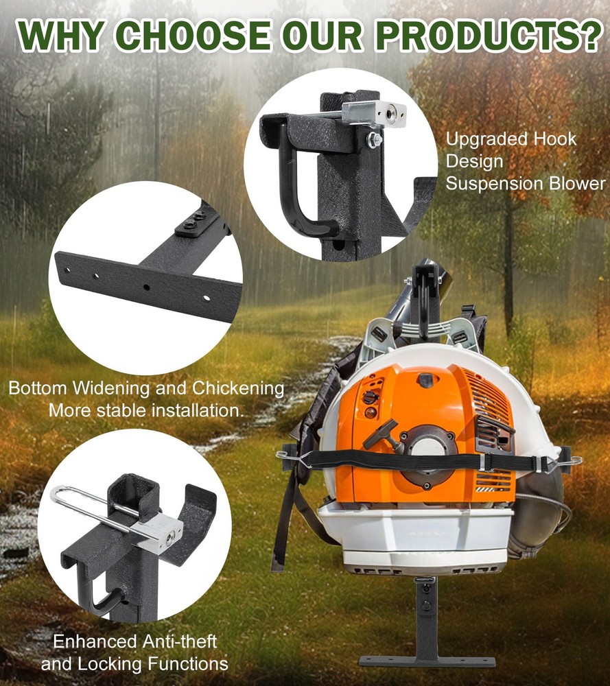 Backpack Blower Rack for Trailers Universal Storage Holder Black
