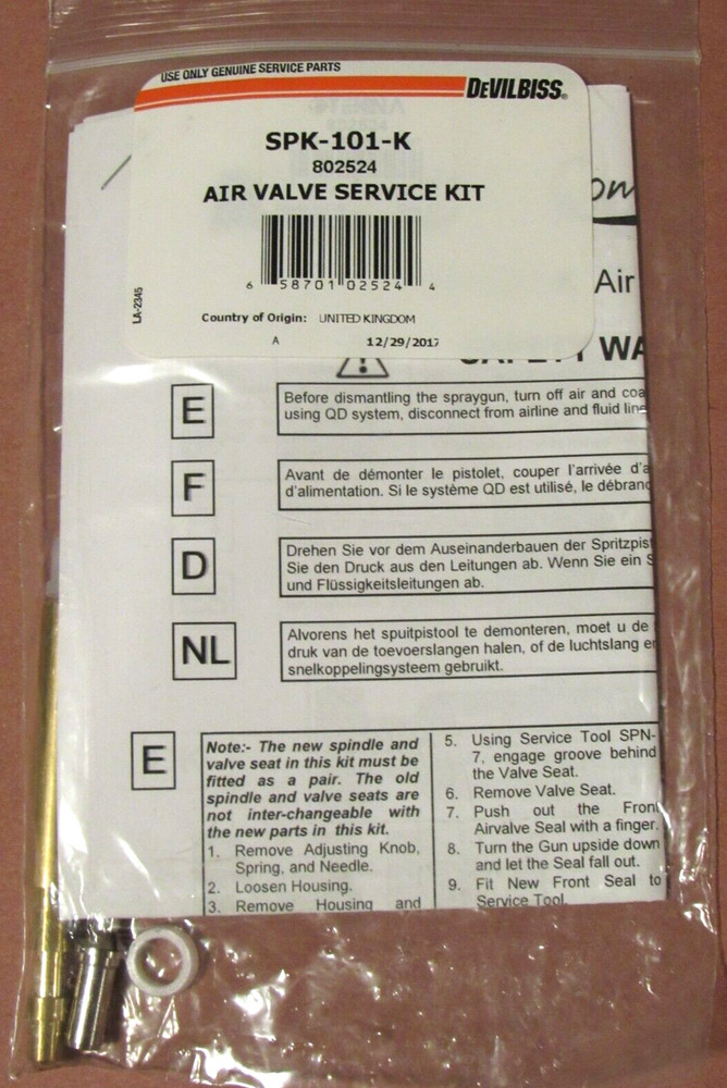 Devilbiss Spk-101-K Air Valve Service Kit