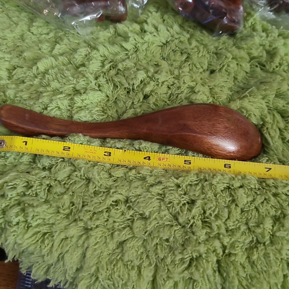 24 Wooden Cooking Rice Spoons Brown Light Weight Solid Handle