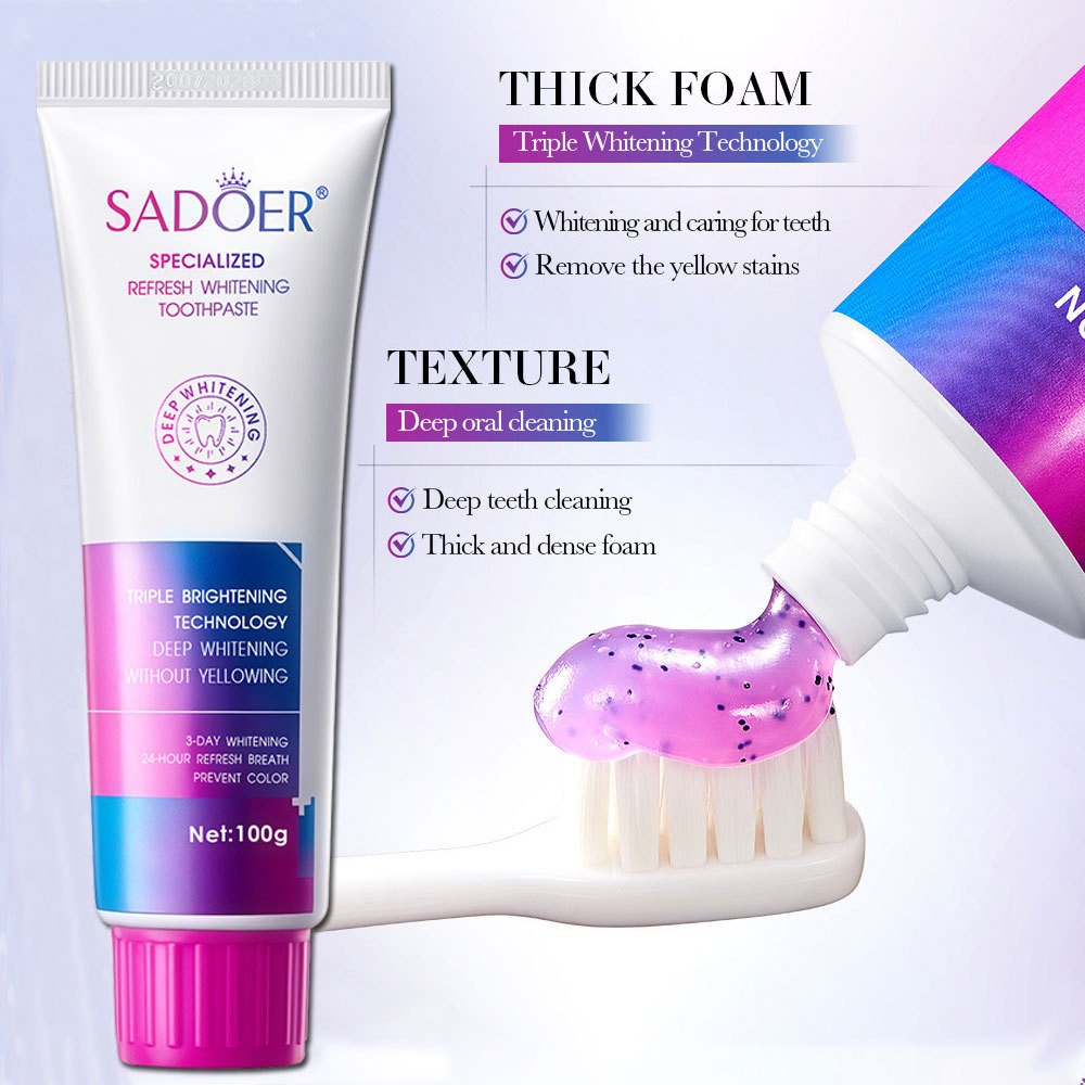 White Purple Toothpaste for Teeth Whitening, Helps Remove Yellow Tooth Stains