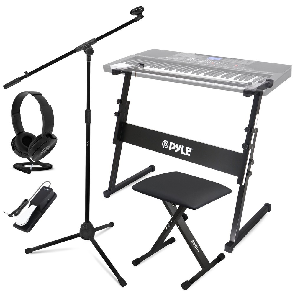 Pyle Heavy-Duty Keyboard Accessories - Includes Z Shape Keyboard Stand (Black)