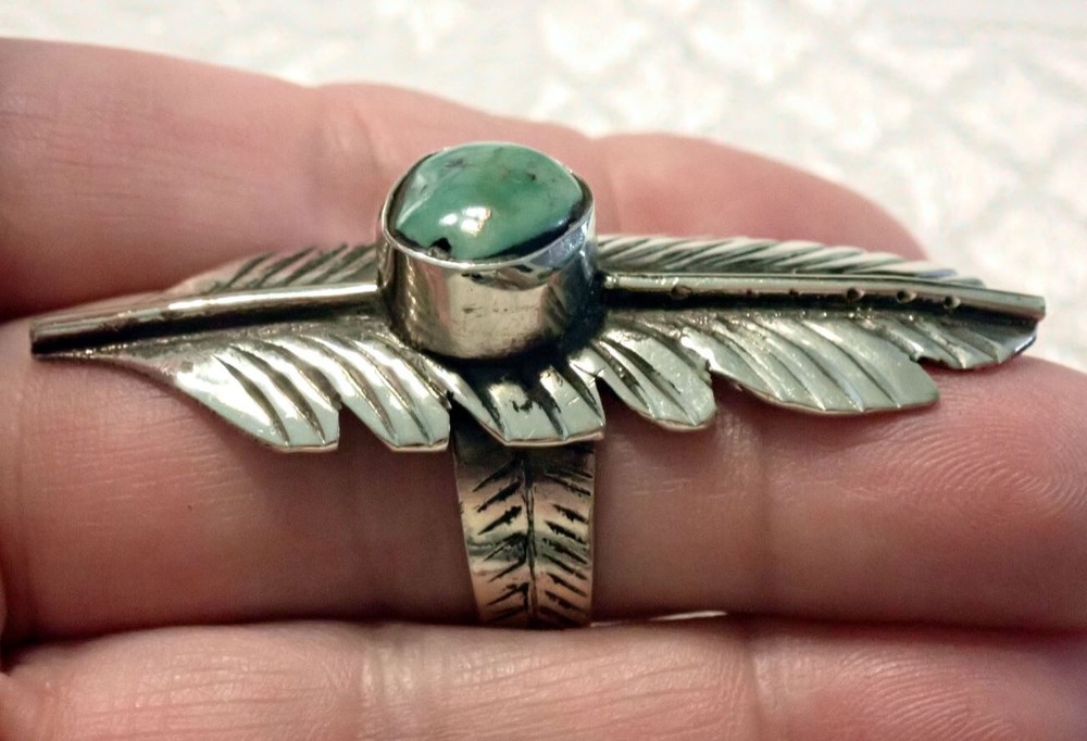 Feather Ring with Turquoise adjustable