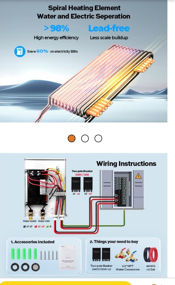 14kW Tankless Water Heater Electric, ORBEK 240 Volt On Demand Instant Hot Wat...