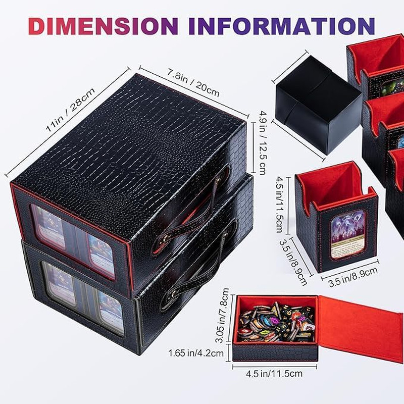 Commander Deck Box for MTG, 6-Deck Modular Card Case with Dice Tray Holds 600+ D