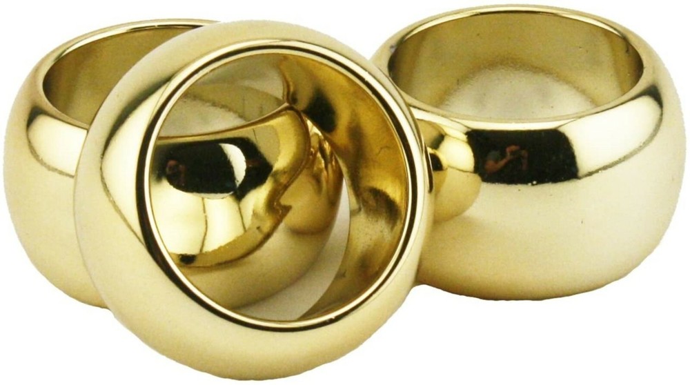 6 Gold Fun Elegant Reusable Round Plastic Napkin Rings