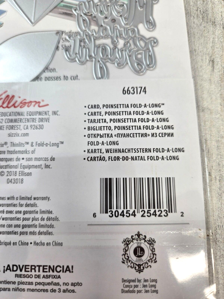 Sizzix Die Cut Poinsettia Fold A Long Card 663174 Jen Long Thinlits