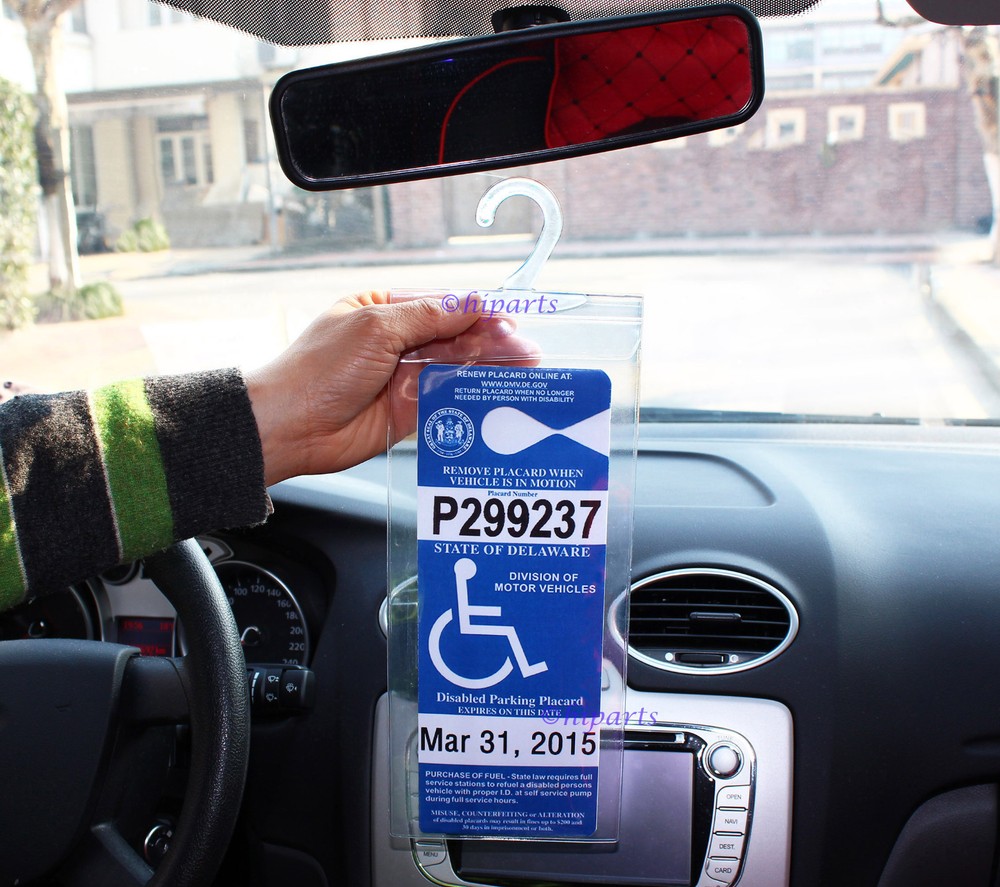 4X Handicap Placard Holder Disabled Parking Permit Protector Mirror Tag Sleeve