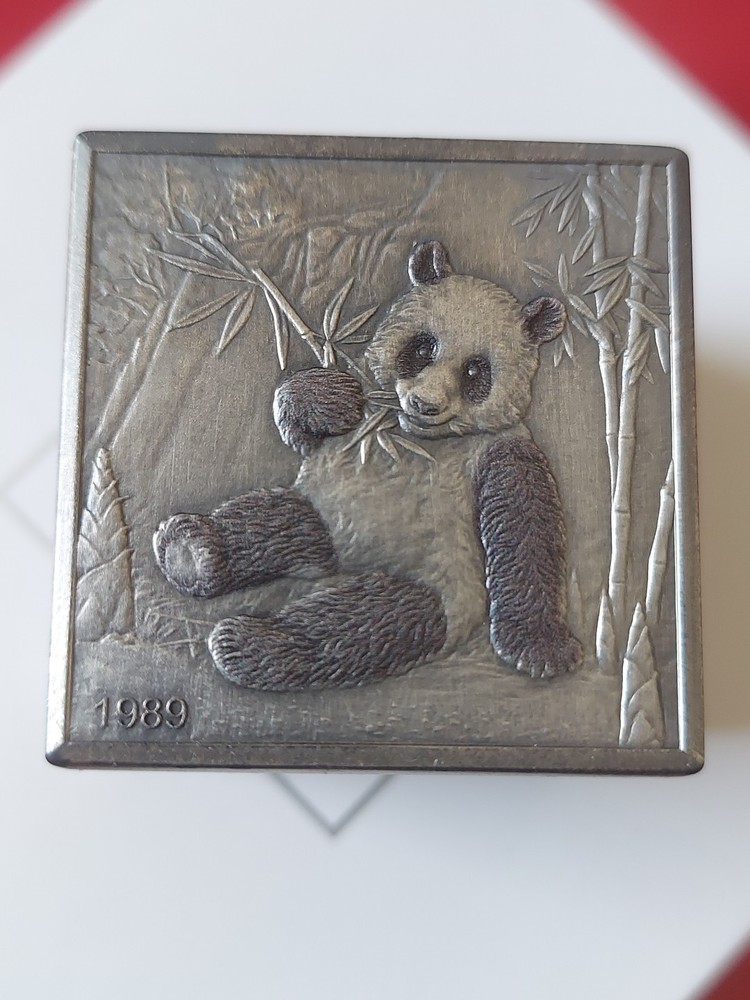 2019 China - 20oz Silver Panda 150th Anniversary Commemorative Cube.